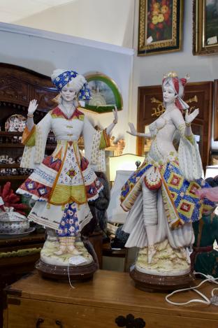 Italian signed porcelain pair of dancing figures