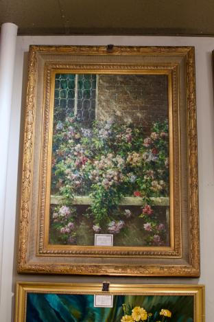 Estate manor English gardens impressionist oil on canvas