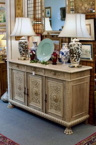 Bleached carved sideboard