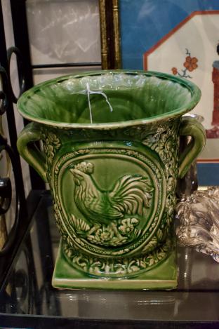 Green rooster vase