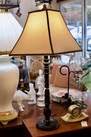 Pair of black twisted lamps