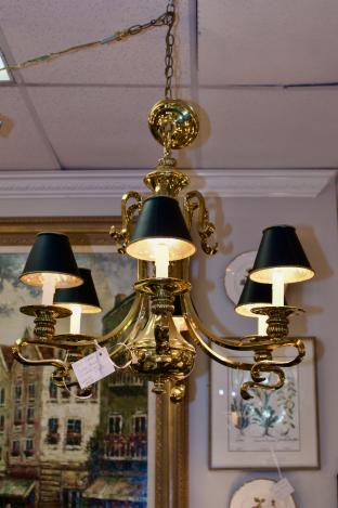 Solid brass chandelier - 6 lights
