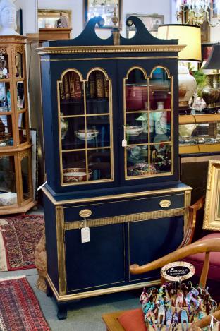 Vintage china / library cabinet in “Midnight Navy”