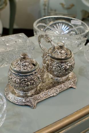 Silver Repousse condiment dish