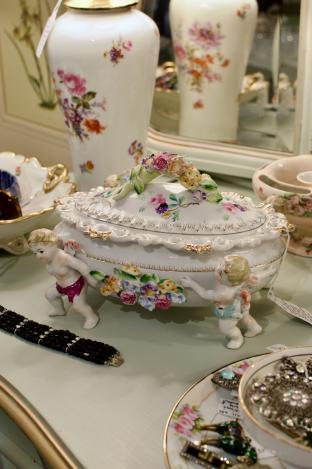 Hand painted lidded centerpiece