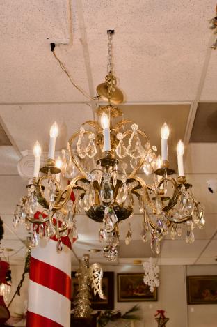 Brass crystal chandelier