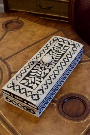 Handcrafted black and white bone inlay box