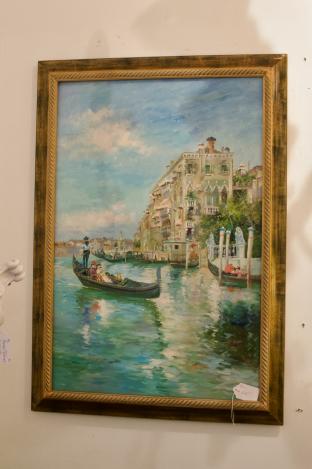 Impressionist oil painting of Venice canal
