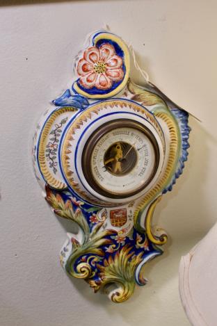French vintage faience barometer