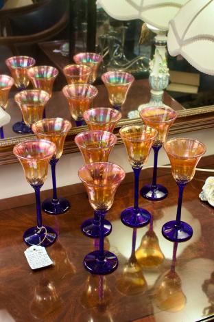 Set of 8 hand blown wine glasses