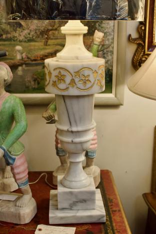 Solid marble pair of lamps