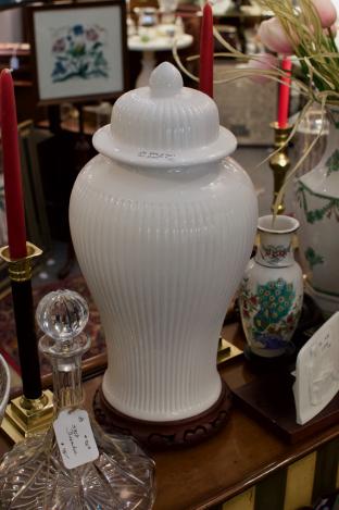 White tall ginger jar