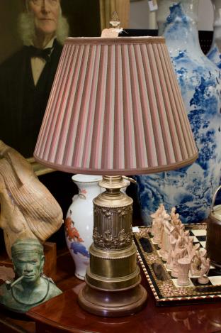 Antique brass oil lamp (1 of pair)