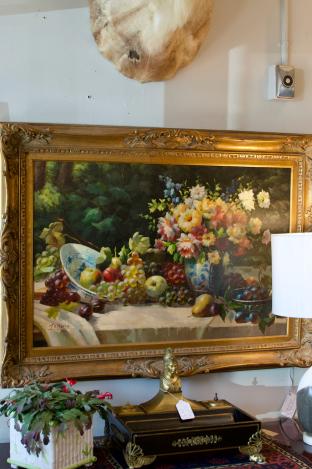 Large framed still life oil on canvas