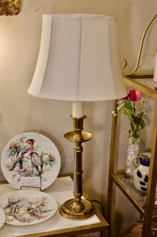 Brass/silver lamps pair