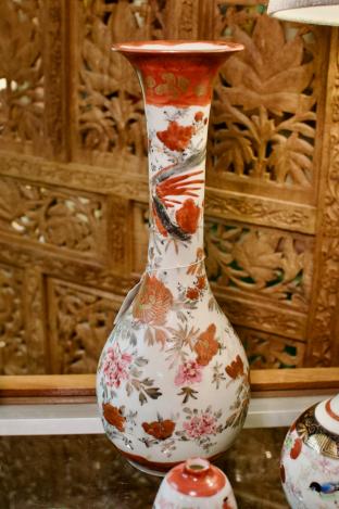 Antique Japanese bottle shaped vase