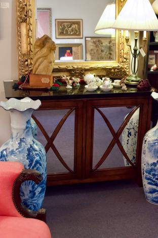 Nancy Corzine stone top mirrored Lombard buffet