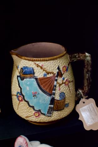 English majolica pitcher
