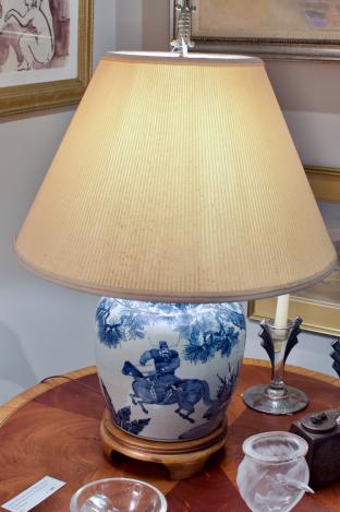 Antique Chinese blue & white lamp