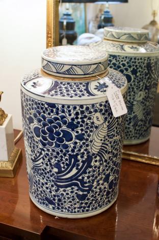 Vintage blue & white jars