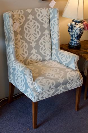 Pair of blue/white Ethan Allen chairs