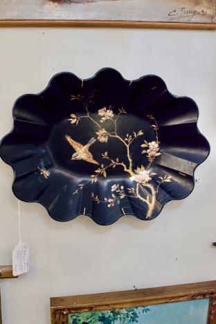 Antique French chinoiserie paper mache crumb tray