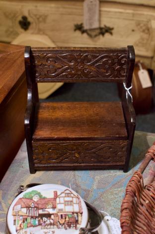 Miniature oak carved wood settee C1910