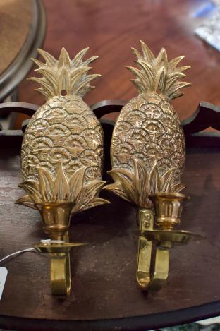 Pair of brass pineapple sconces