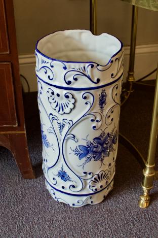 Blue & white umbrella stand