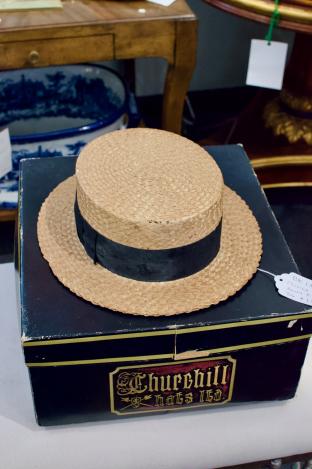 Churchill straw boater & hat box