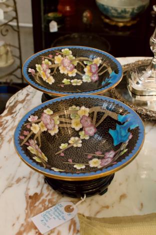 Exquisite matching pair of cloisonné bowls