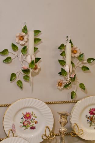 Pair of vintage Italian tole flower sconces