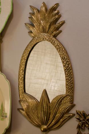 Solid brass pineapple mirror