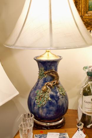 Blue / green majolica lamps