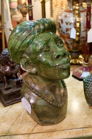Hand carved stone bust from South Africa - signed