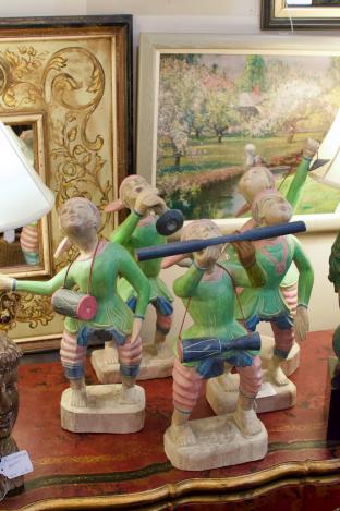 Set of carved & painted musicians