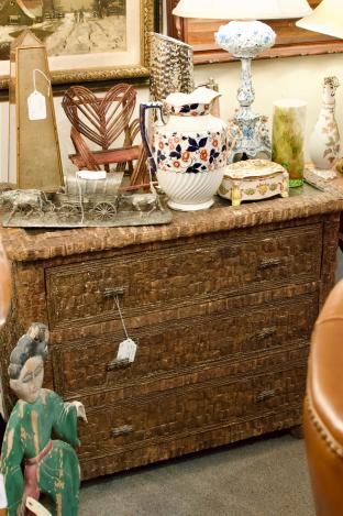 Wood & copper top chest