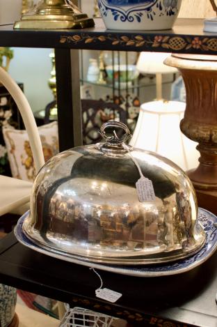 Antique silver dome entree cover