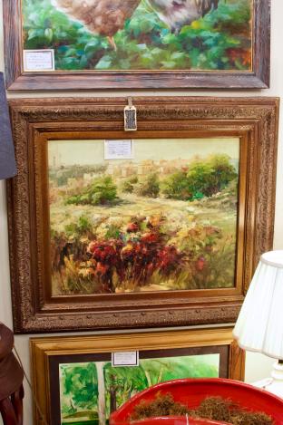 Impressionist Italian landscape w/ field of flowers