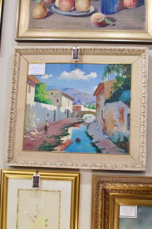 Southern European landscape w/ canal & figure