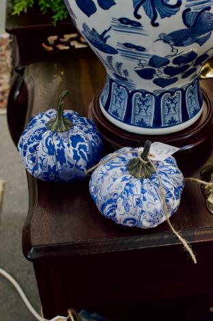 Pair of blue & white pumpkins