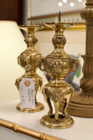 Asian brass candleholders