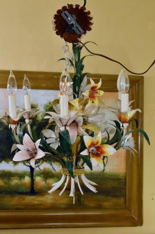 Tole painted chandelier