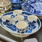 19th C blue & white egg cup stand