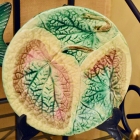 Begonia leaf majolica plate