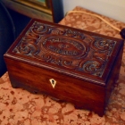Antique box - carved lid “The jewels of Carmen”