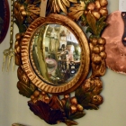 Vintage Italian gilded wood framed convex mirror