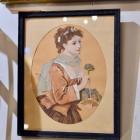 19th century original Victorian watercolor - gouache portrait