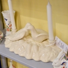Vintage white ceramic bird candle holder centerpiece