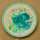 Majolica plate w/ leaf & Greek key
